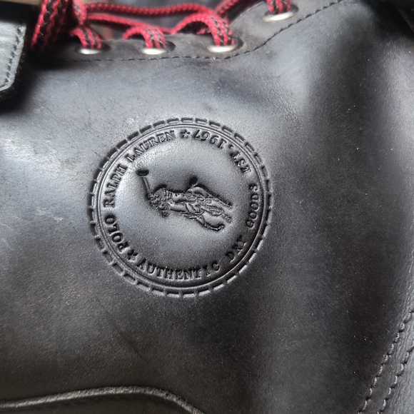 Polo Ralph Lauren Double Strap Leather Maurice Moto Boots Black Sz 12 Men - Picture 3 of 17